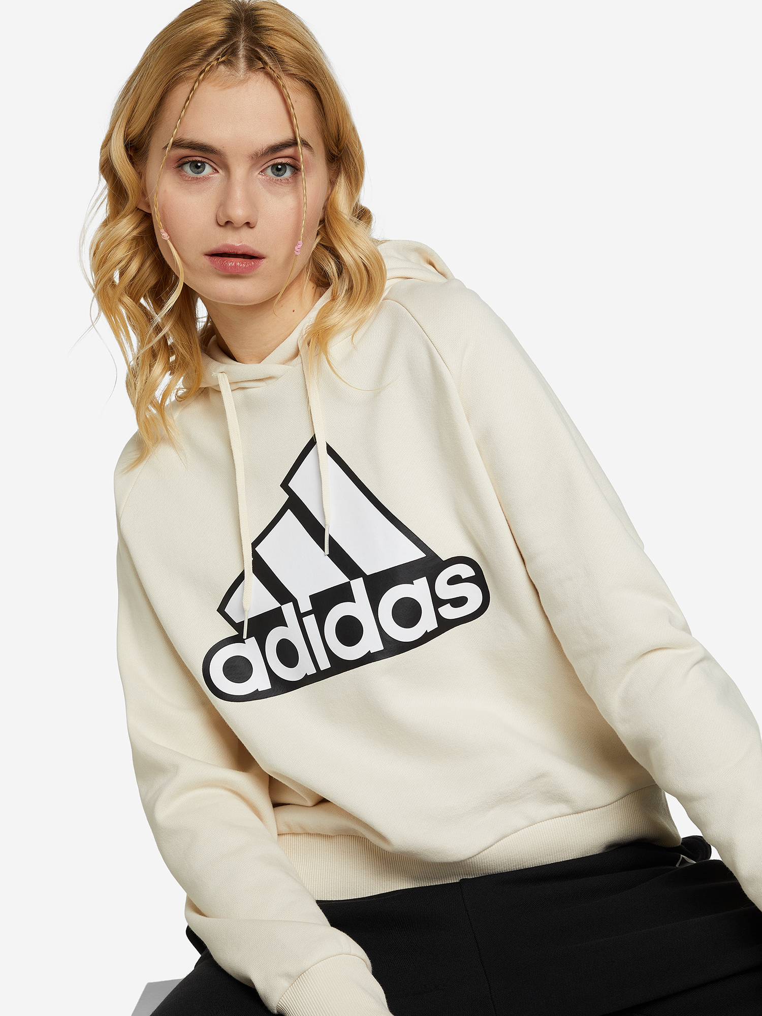 Худи женская adidas Essentials Logo молочный цвет — купить за 21990 тг ...