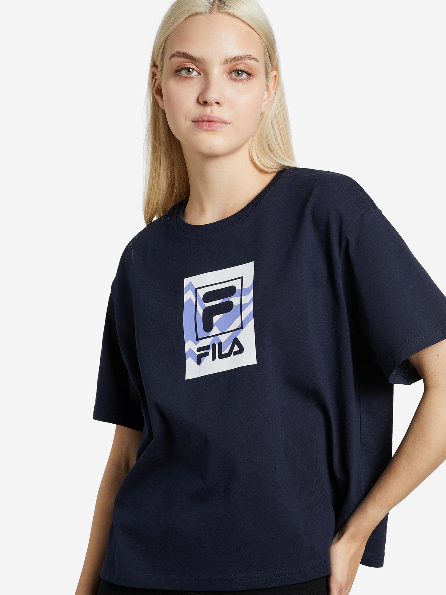 Футболка женская FILA темно-синий цвет — купить за 2390 тг со скидкой ...