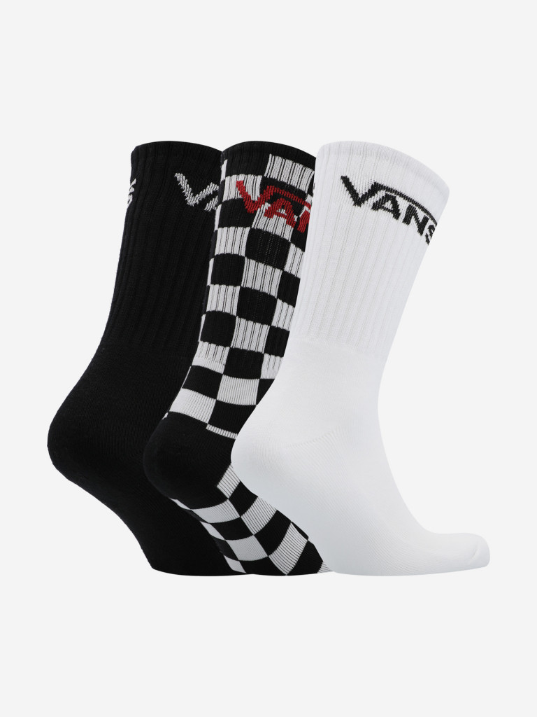 Носки Vans Classic Crew, 3 пары черный/белый/клетка цвет — купить за ...