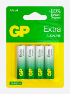 Батарейки щелочные пальчиковые GP AA G-tech, 4 шт