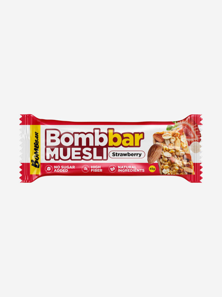 Батончик мюсли Bombbar "Клубника", 45 г
