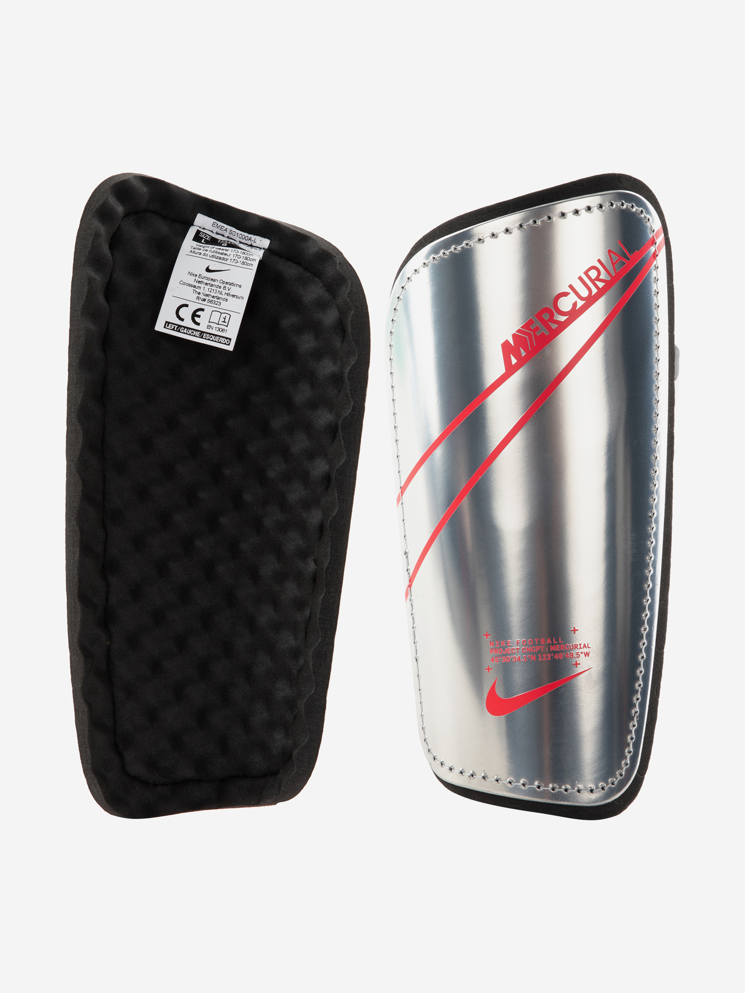 Щитки футбольные Nike Mercurial Hardshell серебристый металлик ...
