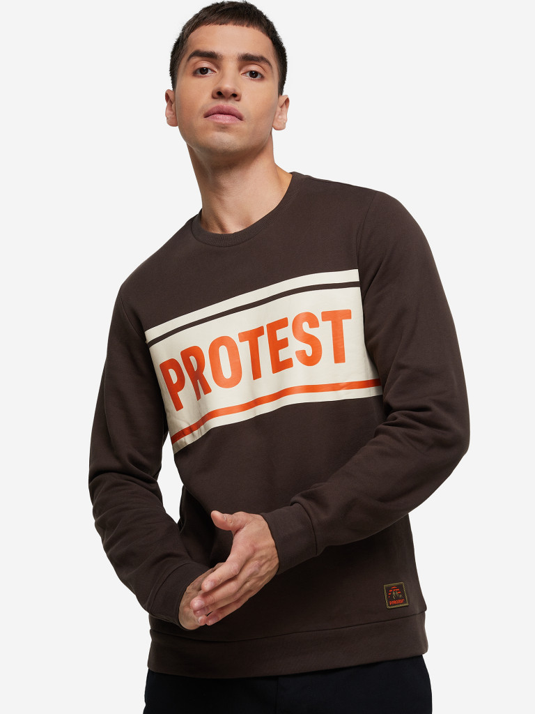 Свитшот мужской Protest темно-коричневый цвет — купить за 9990 тг со ...