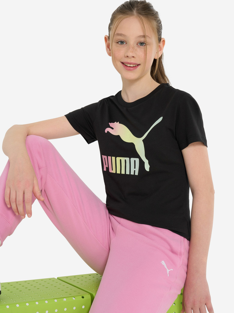 PUMA Classic Shiny Color Logo қыздарға арналған футболкасы