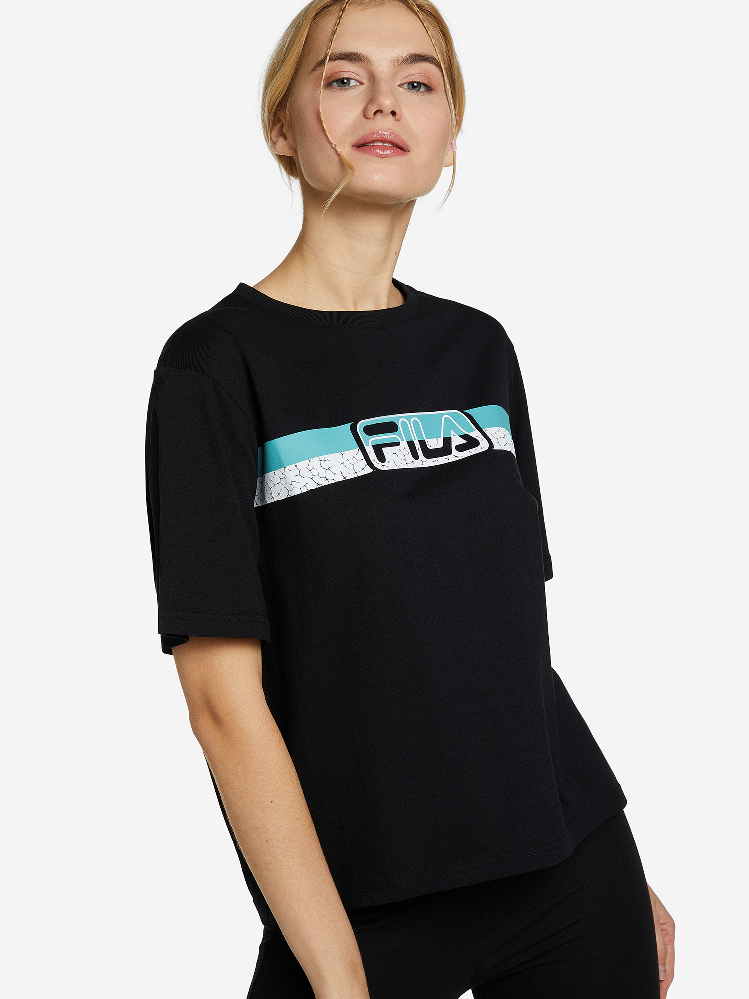 Футболка женская FILA чёрный цвет — купить за 4490 тг. со скидкой 50 % ...
