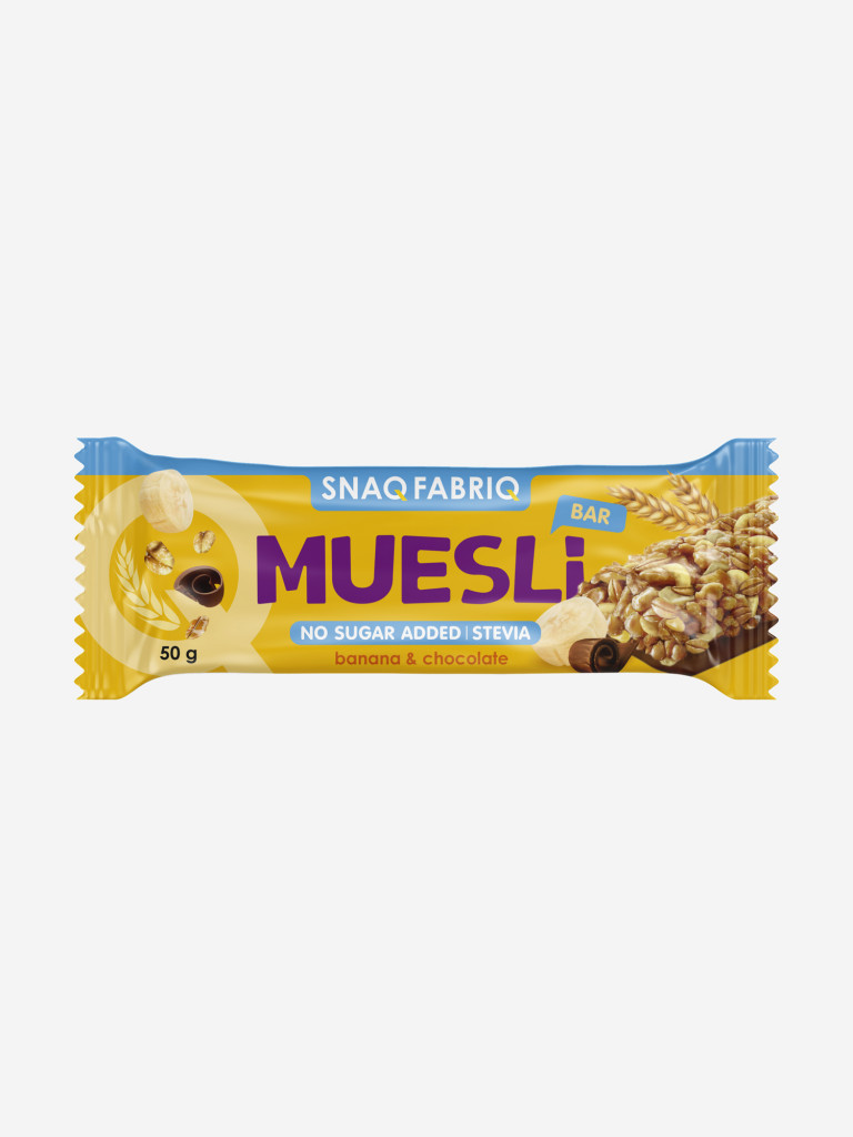 Батончик Snaq Fabriq "Мюсли банан с молочным шоколадом", 50 г