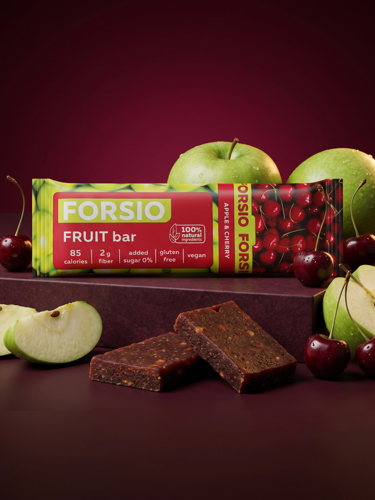 Фруктовый батончик Forsio с яблоком и вишней, 30 г