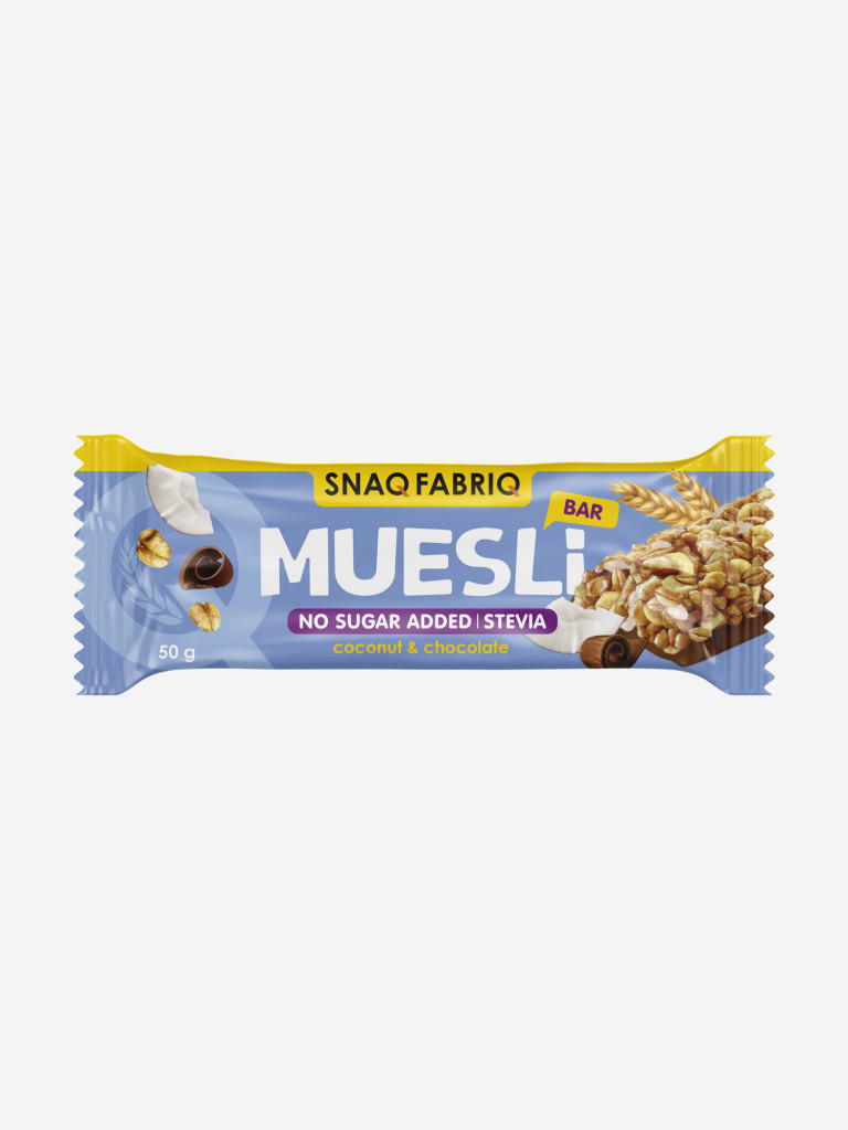 Батончик Snaq Fabriq "Мюсли кокос с молочным шоколадом", 50 г