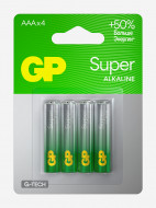 Батарейки мизинчиковые алкалиновые GP ААА Super Alkaline, 4 шт