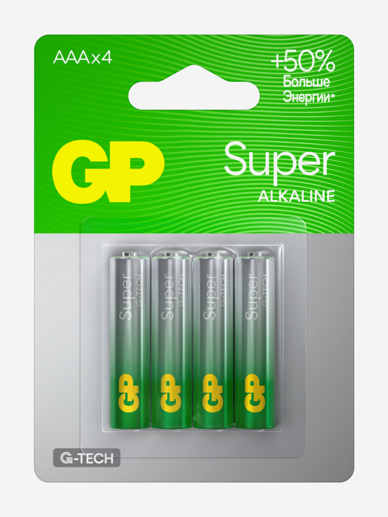 Батарейки мизинчиковые алкалиновые GP ААА Super Alkaline, 4 шт
