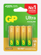 GP AA Ultra G‑Tech саусақтай сілтілі батареялары, 4 д.