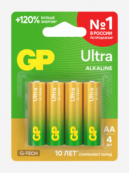 GP AA Ultra G‑Tech саусақтай сілтілі батареялары, 4 д.