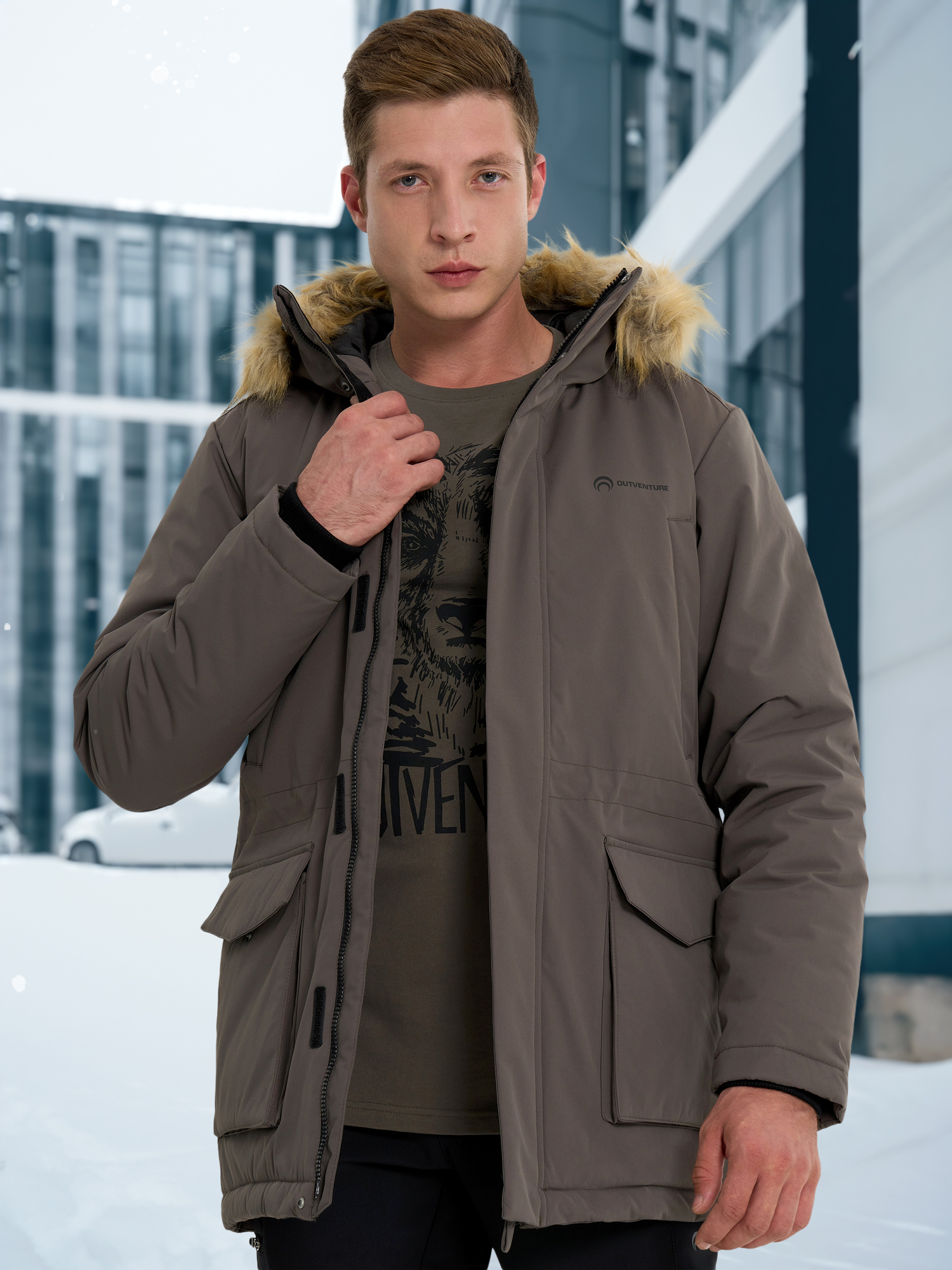 Куртка утепленная мужская Outventure темно-коричневый цвет — купить за ...
