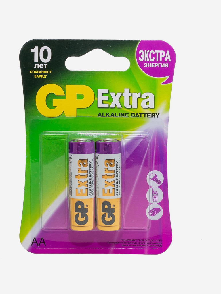 Батарейки щелочные GP AA Extra, 2 шт.