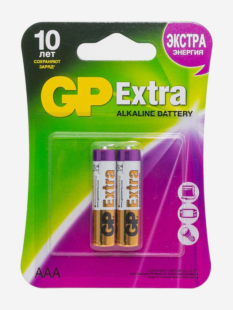 GP AAA Extra сілтілі батареялары, 2 д.