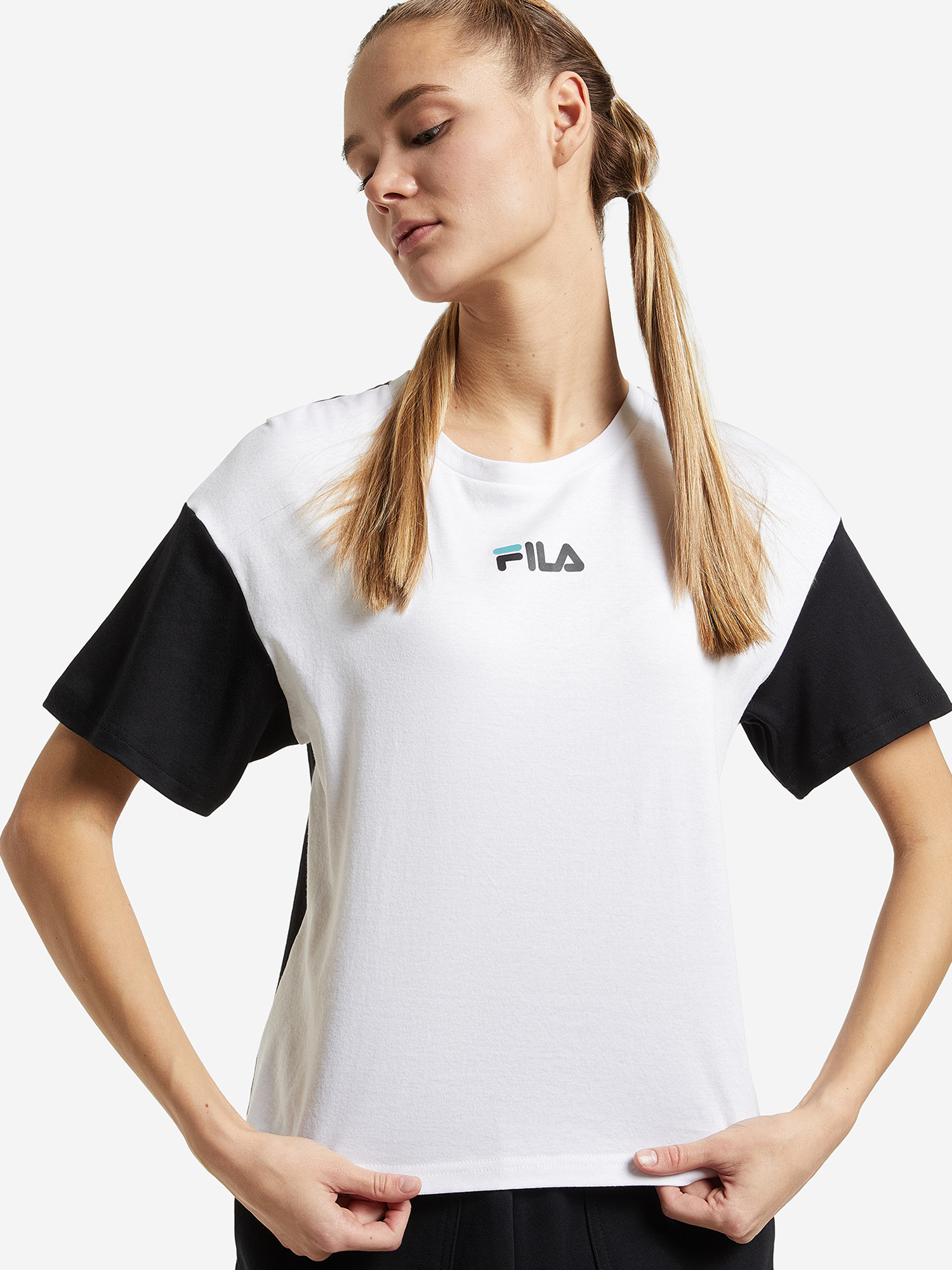 Футболка женская FILA чёрный/белый цвет — купить за 3590 тг со скидкой ...