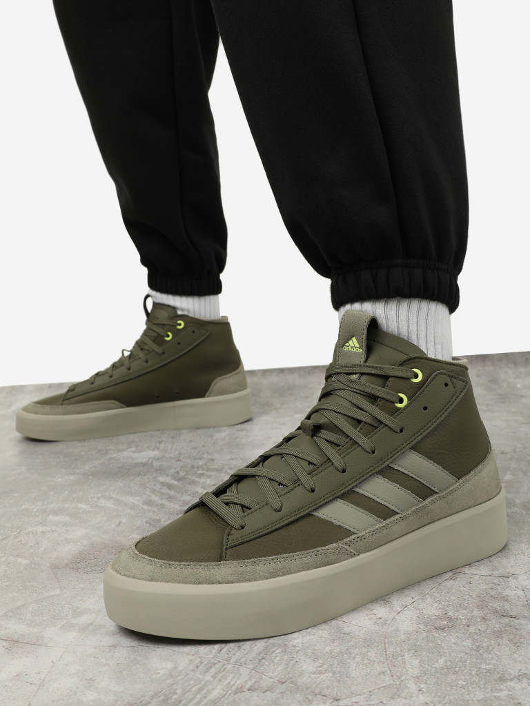 Кеды мужские adidas Znsored Hi Prem Leather хаки/серый цвет — купить за ...