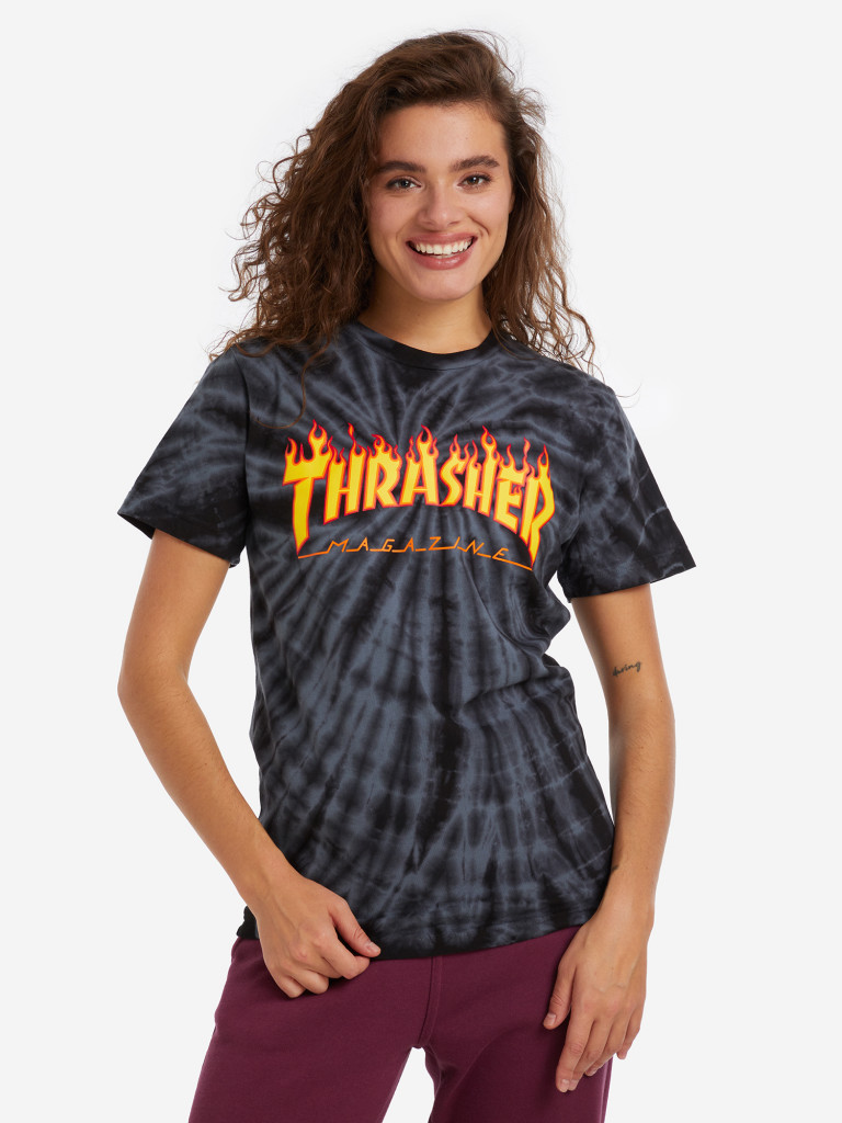 Thrasher Flame Logo Tie Dye әйелдер футболкасы