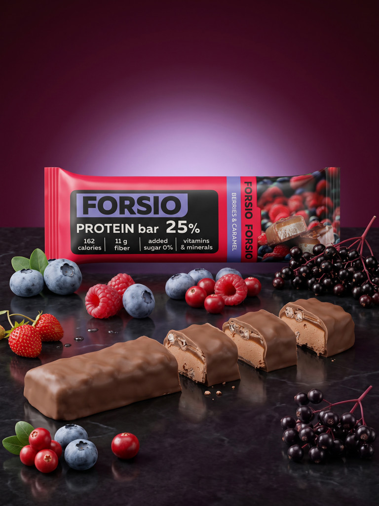 Батончик протеиновый Forsio "Ягоды и карамель", 40 г