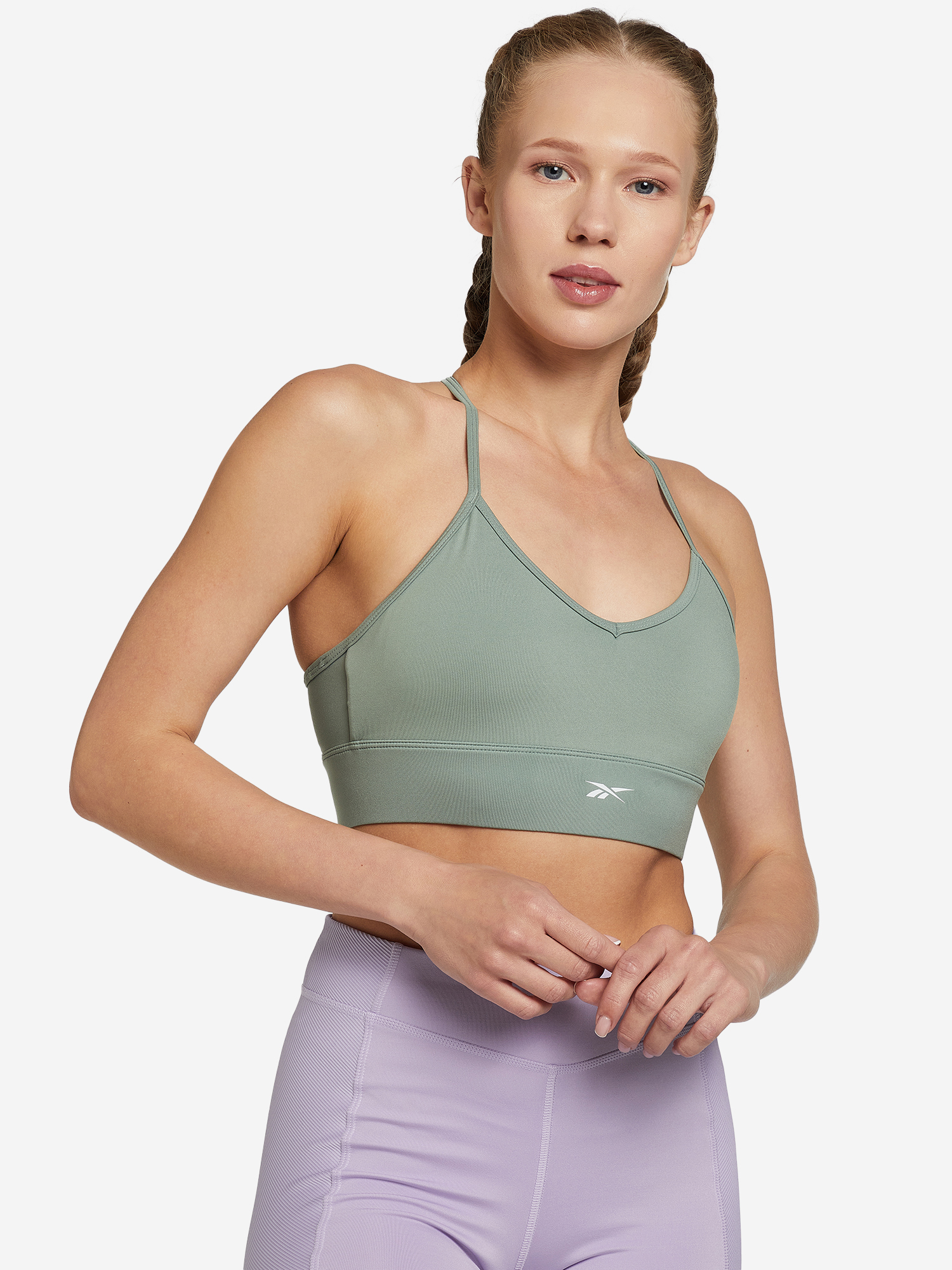 Спортивный топ бра Reebok зеленый цвет — купить за 11240 тг. со скидкой ...
