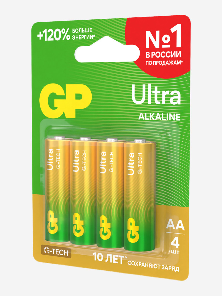 GP AA Ultra G‑Tech саусақтай сілтілі батареялары, 4 д. — фото №3