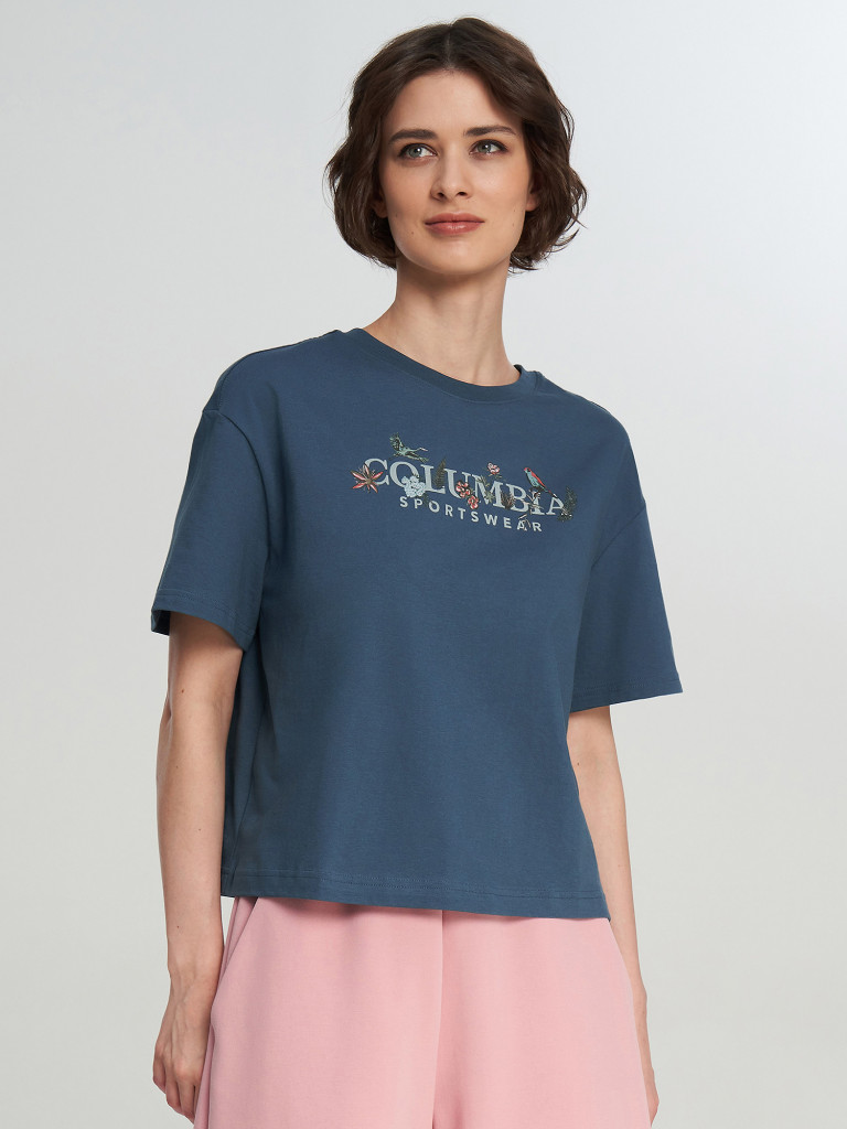 Columbia Rolling Bend Graphic Relaxed Crop SS әйелдер футболкасы