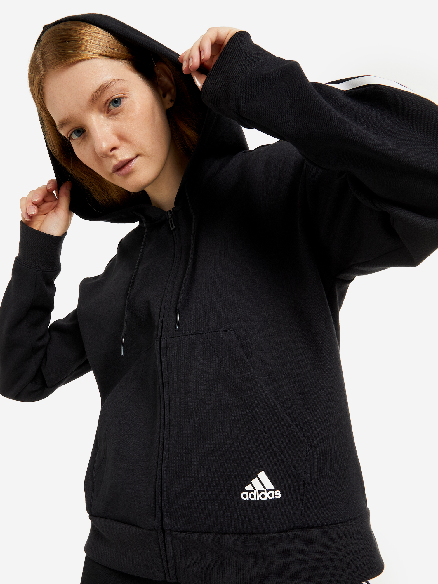 Толстовка женская adidas Essentials Loose-Cut 3-Stripes черный цвет ...