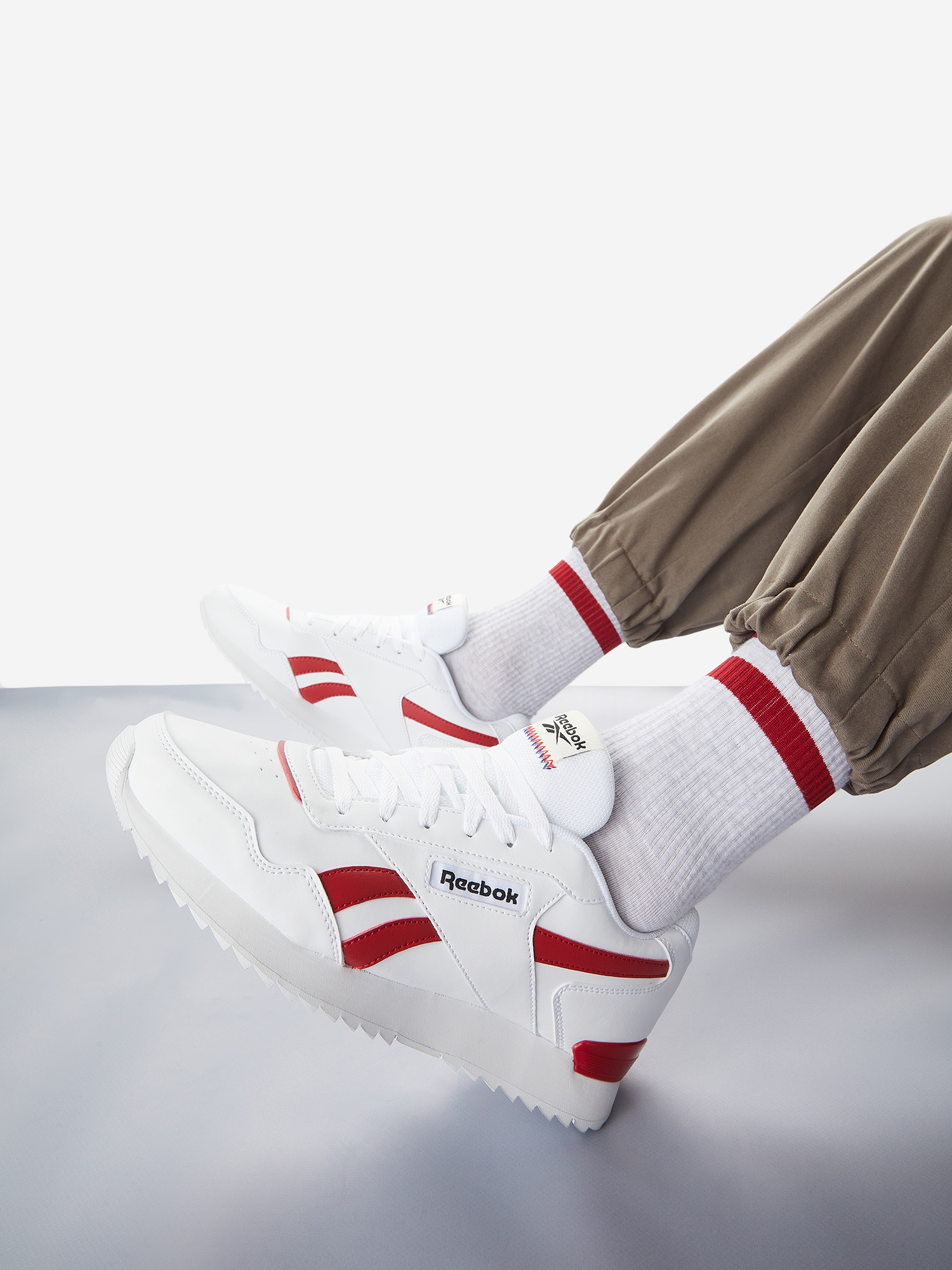 Кроссовки мужские Reebok Glide Ripple Clip белый/красный цвет — купить ...